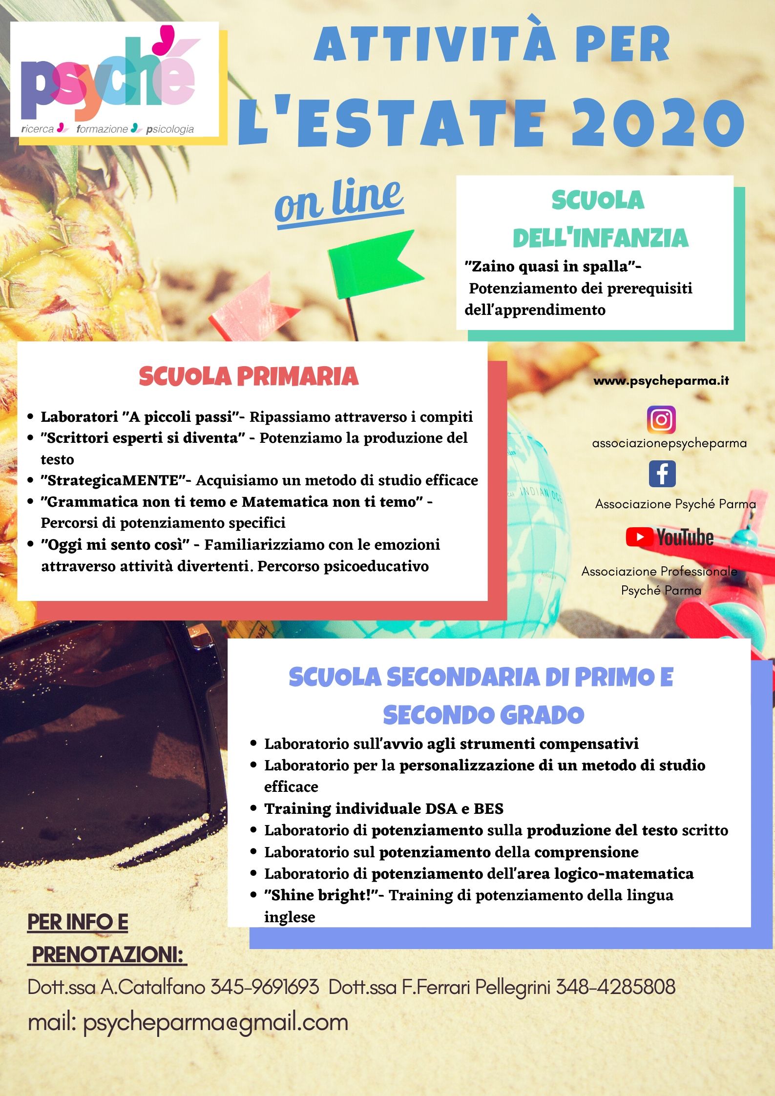 locandina attività estate 2020 piccola - Associazione Psyché Parma