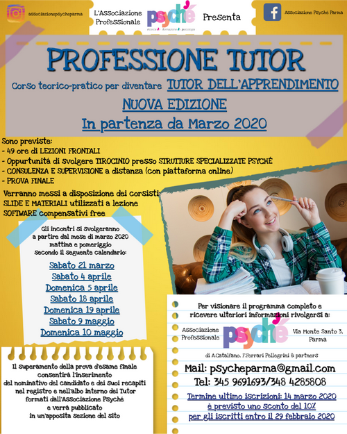  Associazione Psyché Parma locandina professione tutor seconda edizione PICCOLA